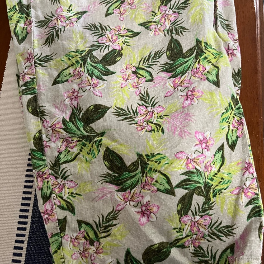 J. Jill Floral linen crops - Green and Pink EUC